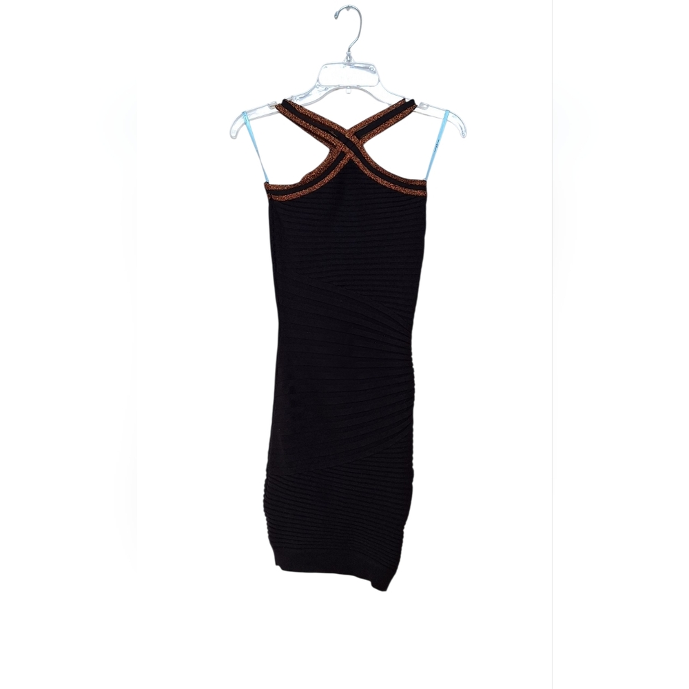Marciano Silk Halter Dress Choker Bandage Bodycon Shimmery Cocktail LBD Womens S - Picture 5 of 10